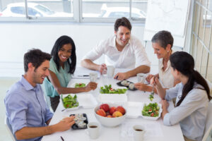 Office Meal Service, MD- group of coworkers eating lunch