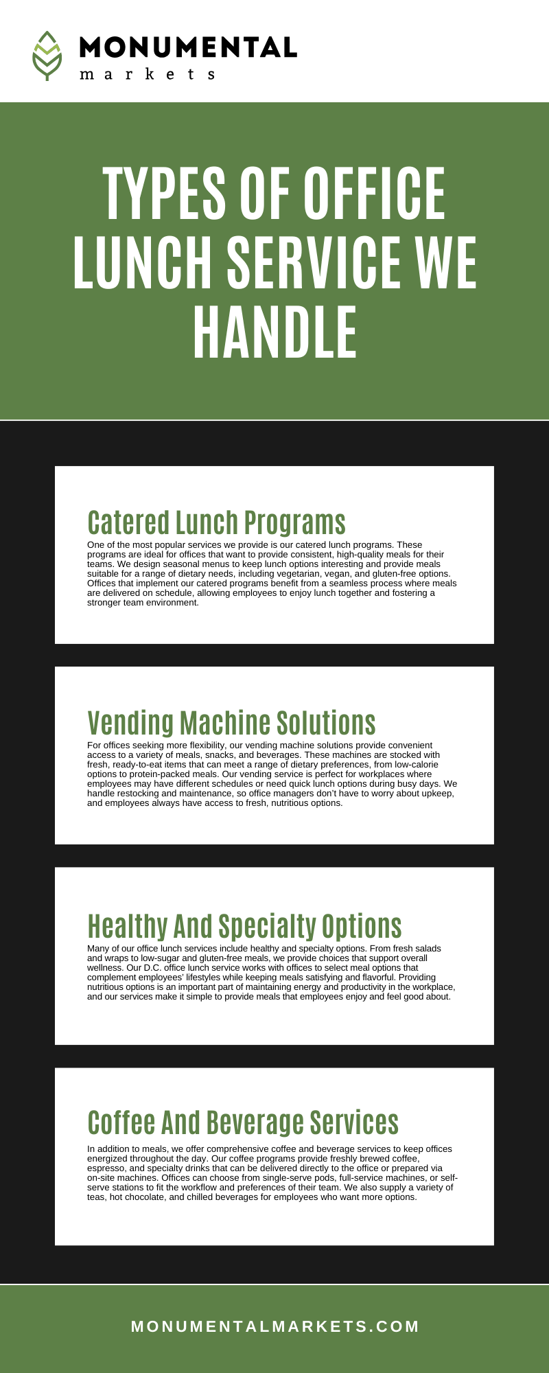 Types Of Office Lunch Service We Handle Infographic